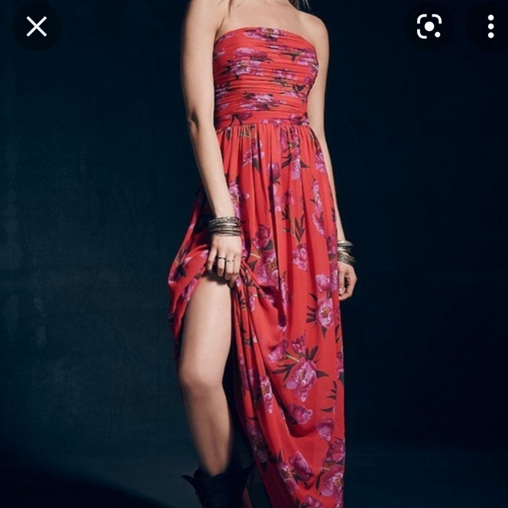 Free People Erin Fetherston red floral gown maxi dress size 4